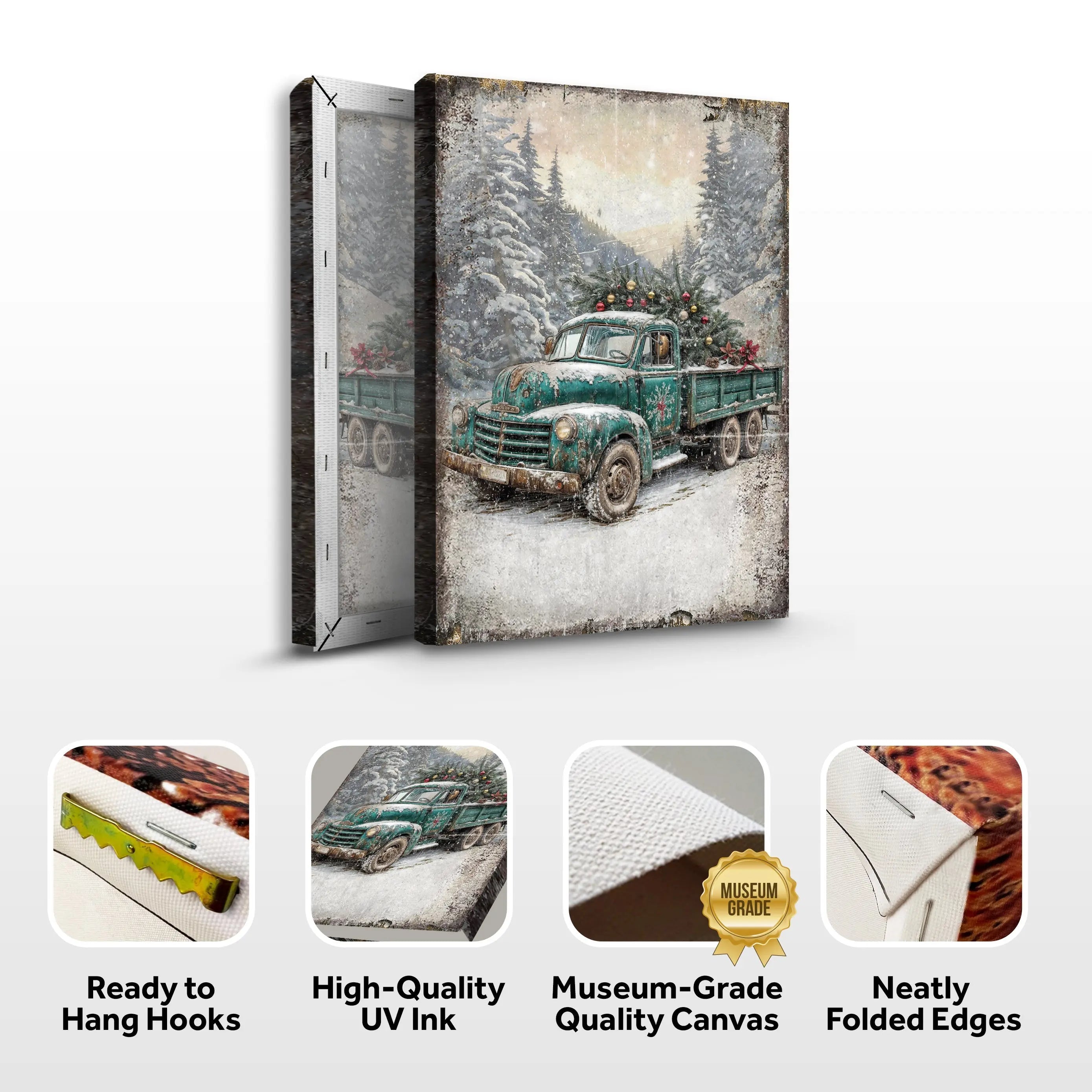 Vintage Truck With Christmas Tree Wall Art Tailored Canvases