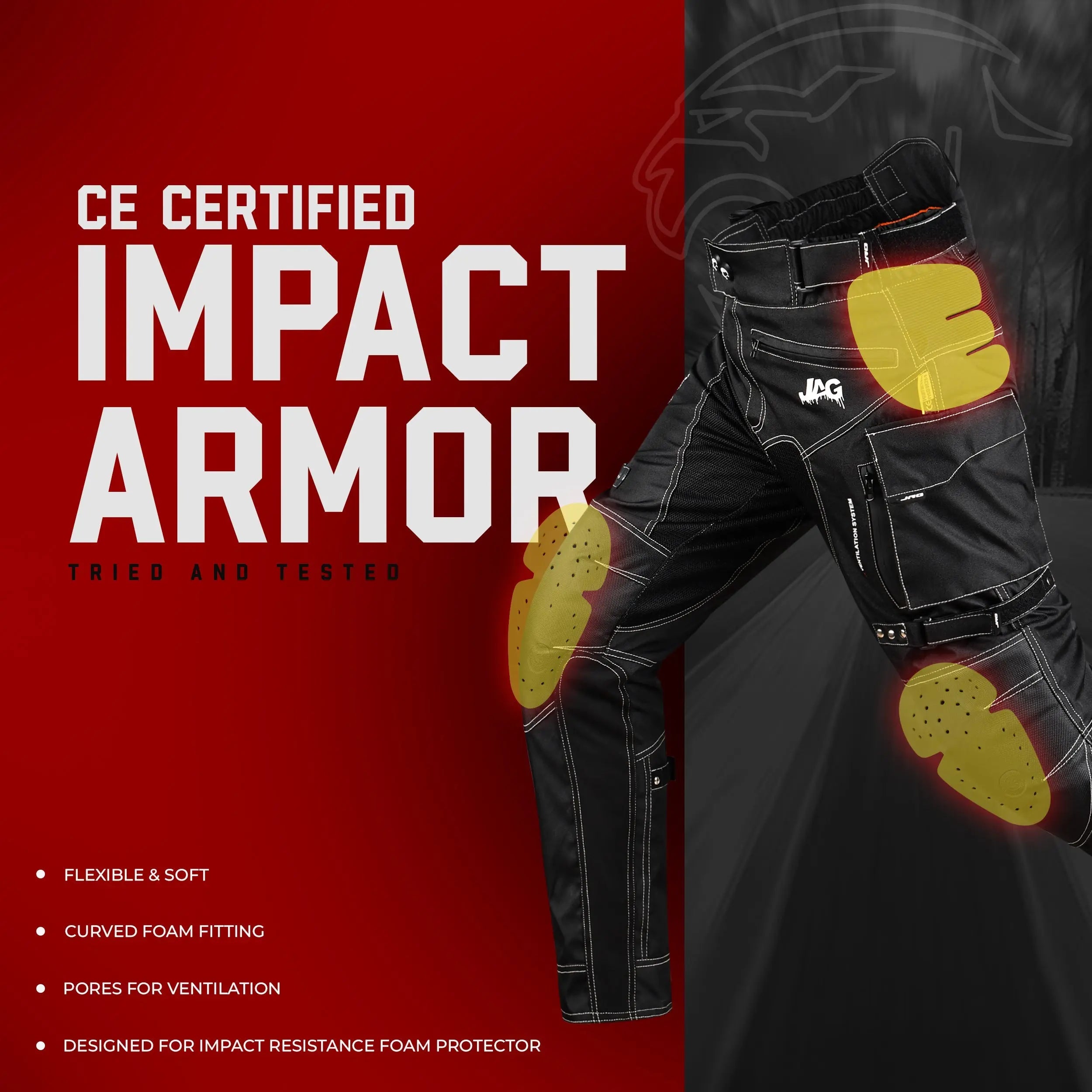 JAG Maverick Motorcycle Protective Pant - Black JAG