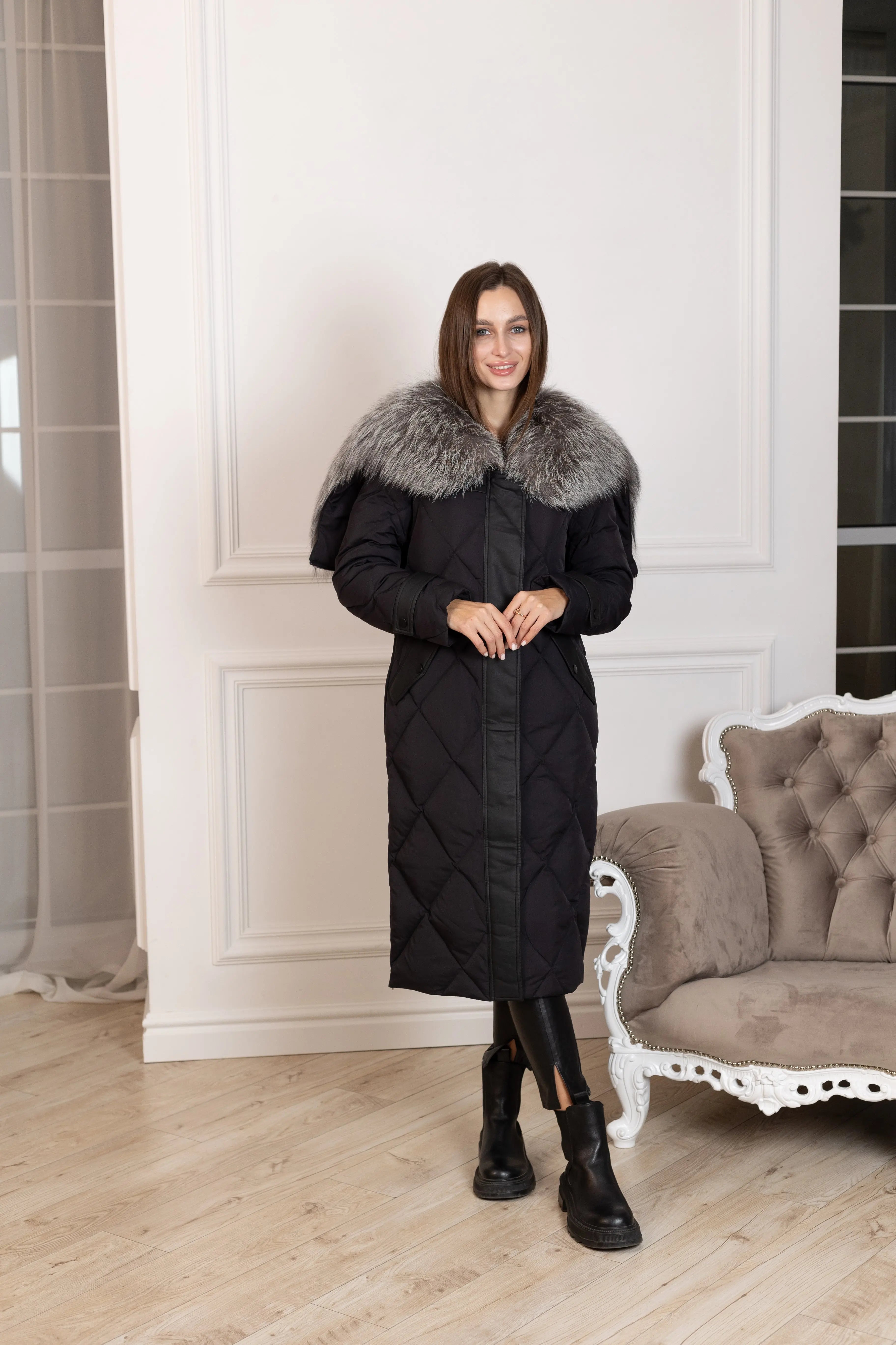 Genuine Silver Fox Fur Collar-Hood Down Winter Coat Alaska® Outerwear Company