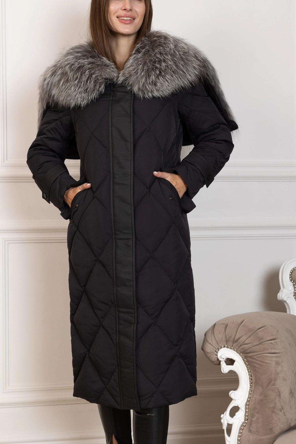 Genuine Silver Fox Fur Collar-Hood Down Winter Coat Alaska® Outerwear Company