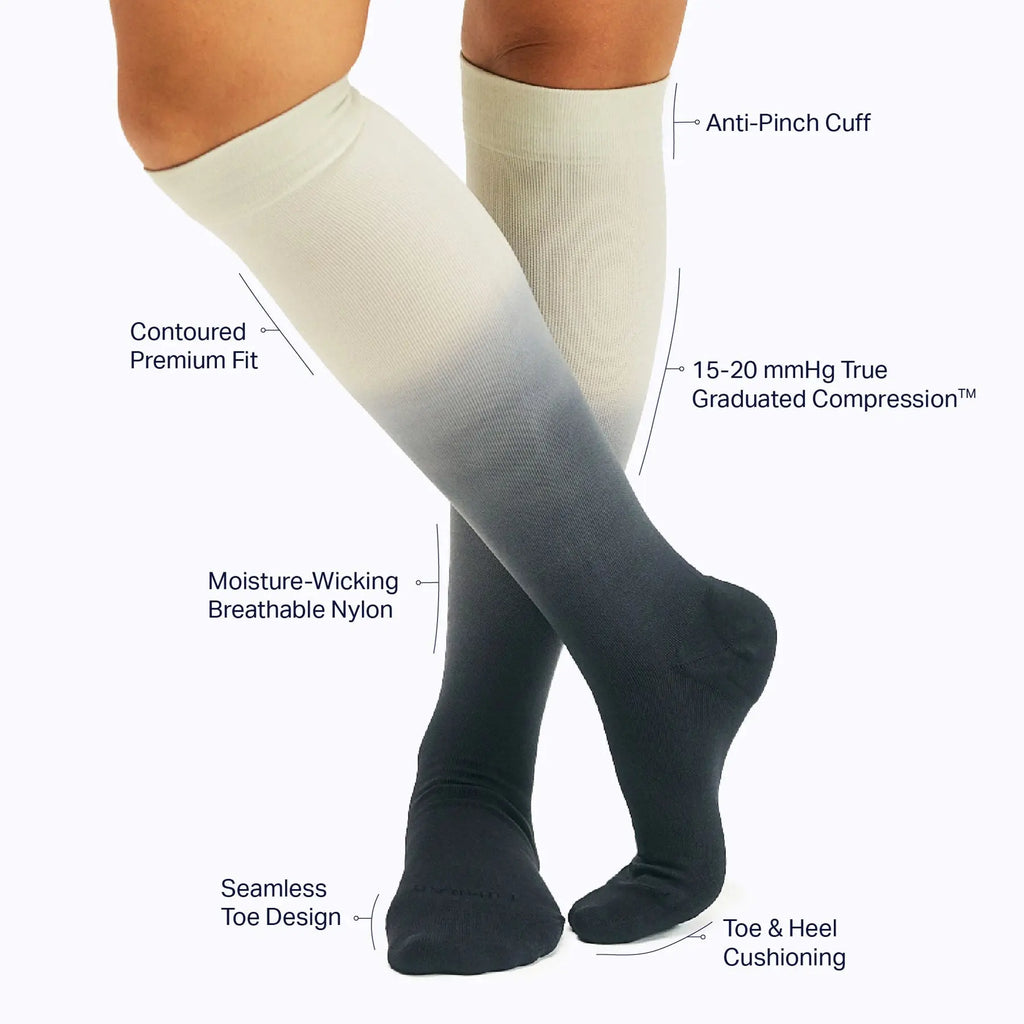 Knee-High Compression Socks – Black Ombre Comrad