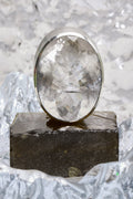 Oval Colossus Ring in Striated Crystal (Silver)