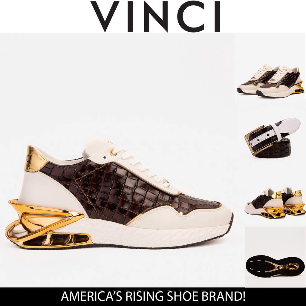 The Bellagio White & Gold Leather Men Sneaker