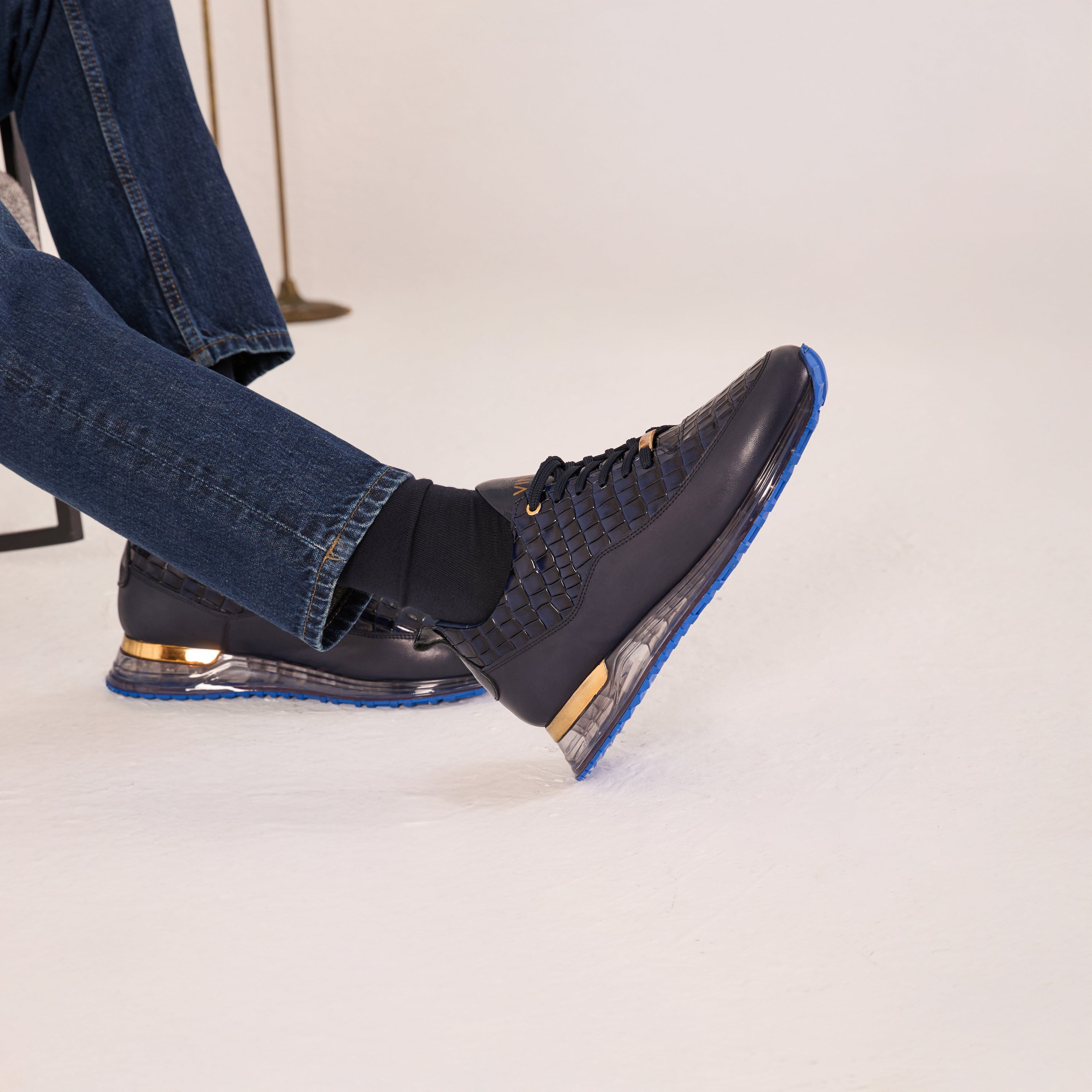 The Marseille Navy Blue Leather Men Sneaker