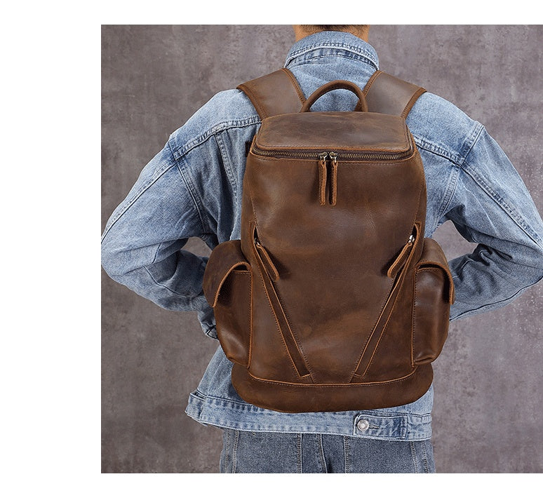 Men's Large Capacity Leather Travel Backpack Sell My Stuff