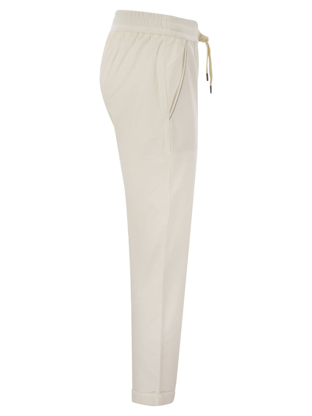 Brunello Cucinelli Women Track Trousers In Lightweight Stretch Cotton Fleece With Moniline