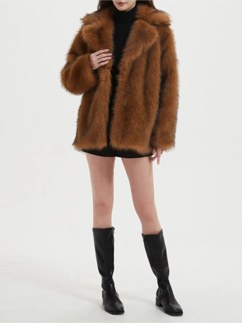 Elegant Sophisticated  Formal Wear V-neck Winter Coat Trendy Attic Store01