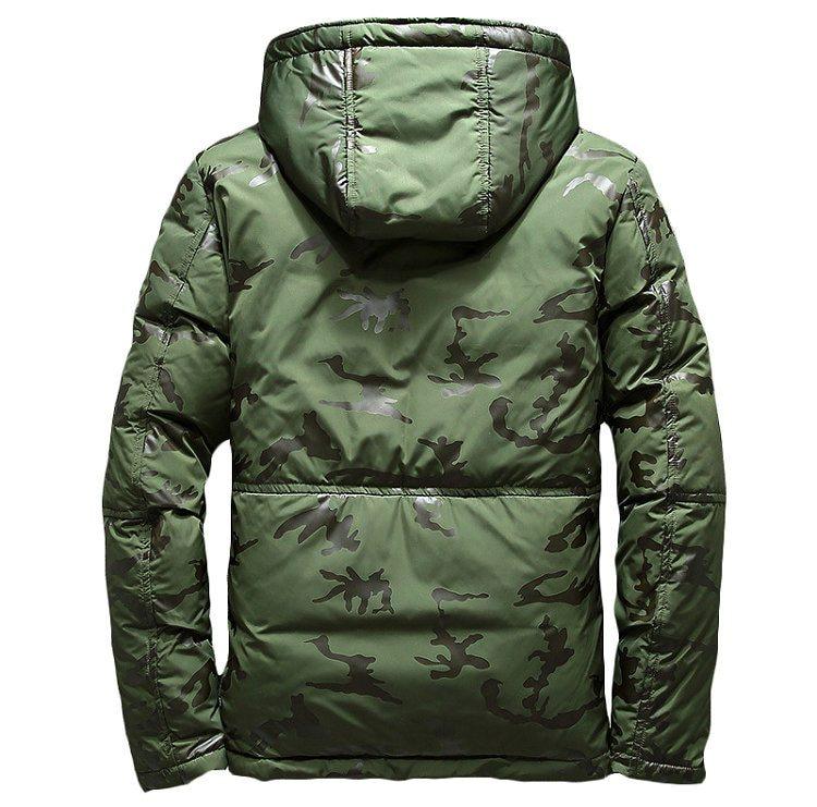 Camouflage Men's Hooded Winter Parka - Slim Fit, Windproof & Warm for Casual Adventures