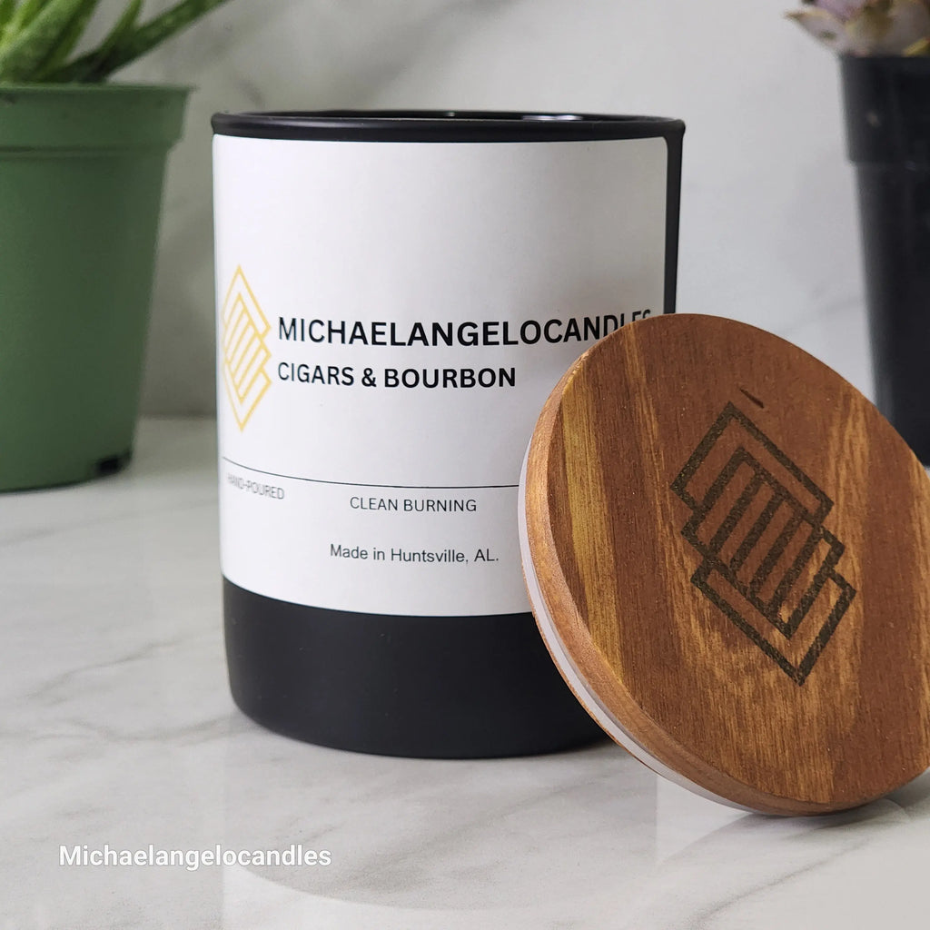 Cigars & Bourbon - Soy Wax Candle 11oz with Lid Michaelangelocandles