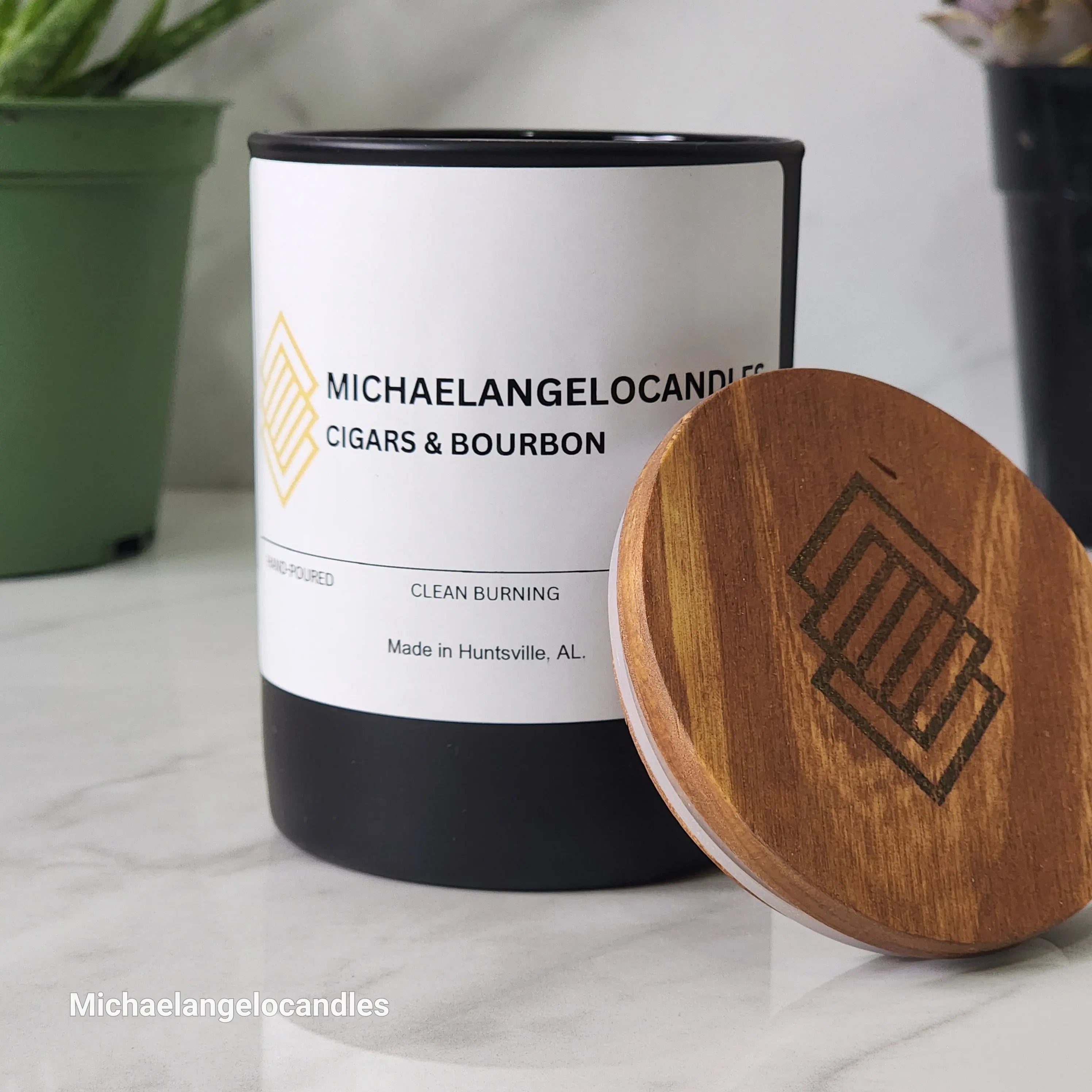 Cigars & Bourbon - Soy Wax Candle 11oz with Lid Michaelangelocandles