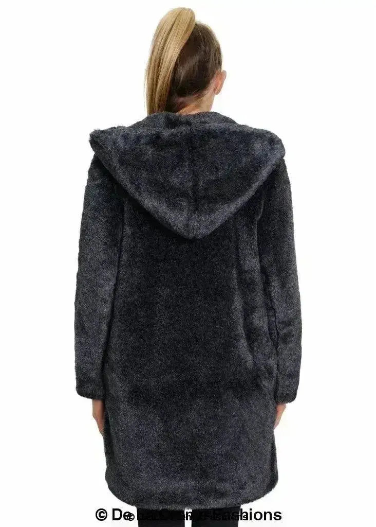 De La Creme - Women's Luxury Faux Fur Jacket Ladies Hooded Winter Coat Femstylo