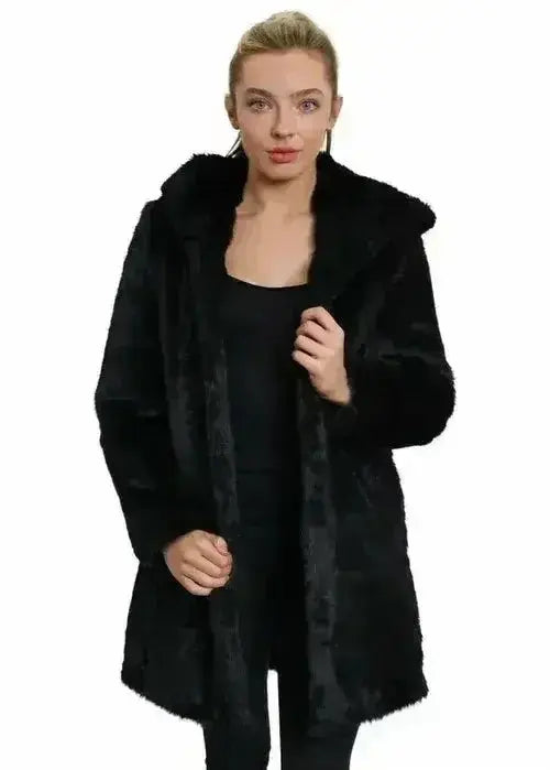 De La Creme - Women's Luxury Faux Fur Jacket Ladies Hooded Winter Coat Femstylo