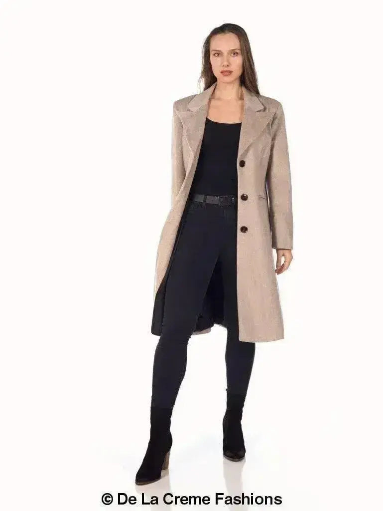 De La Creme - Women's Mohair Blend Longline Winter Coat Femstylo