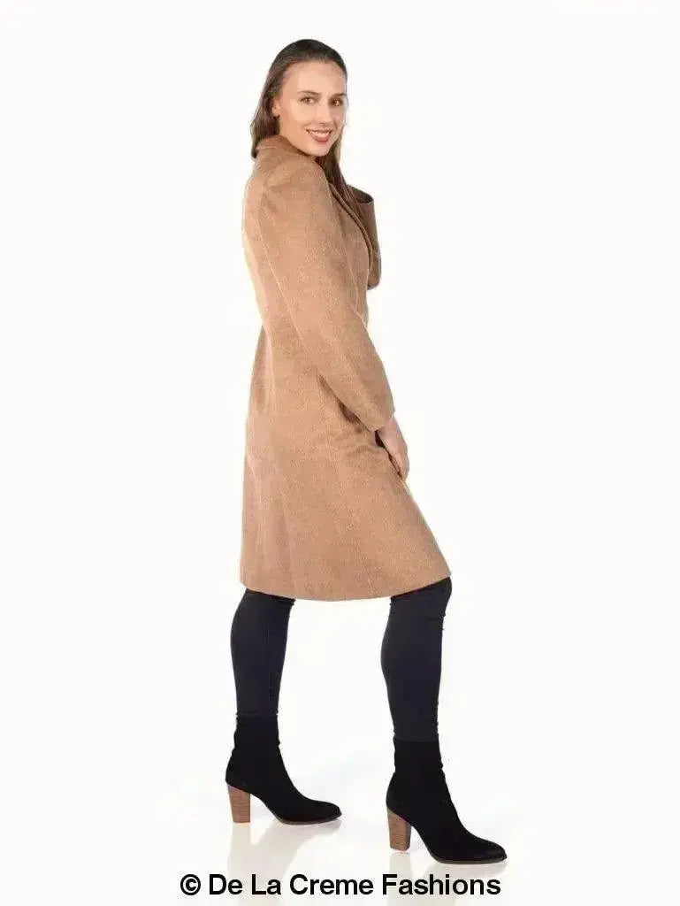 De La Creme - Women's Mohair Blend Longline Winter Coat Femstylo