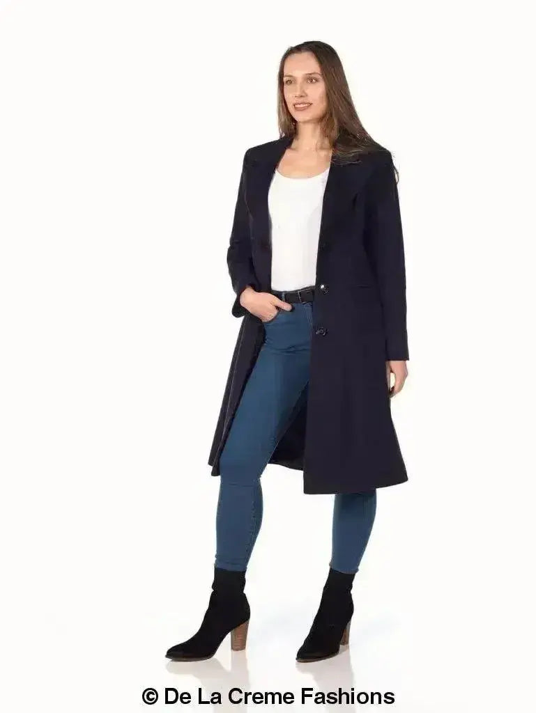 De La Creme - Women's Mohair Blend Longline Winter Coat Femstylo