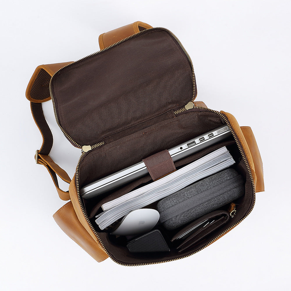 Men's Large Capacity Leather Travel Backpack Sell My Stuff