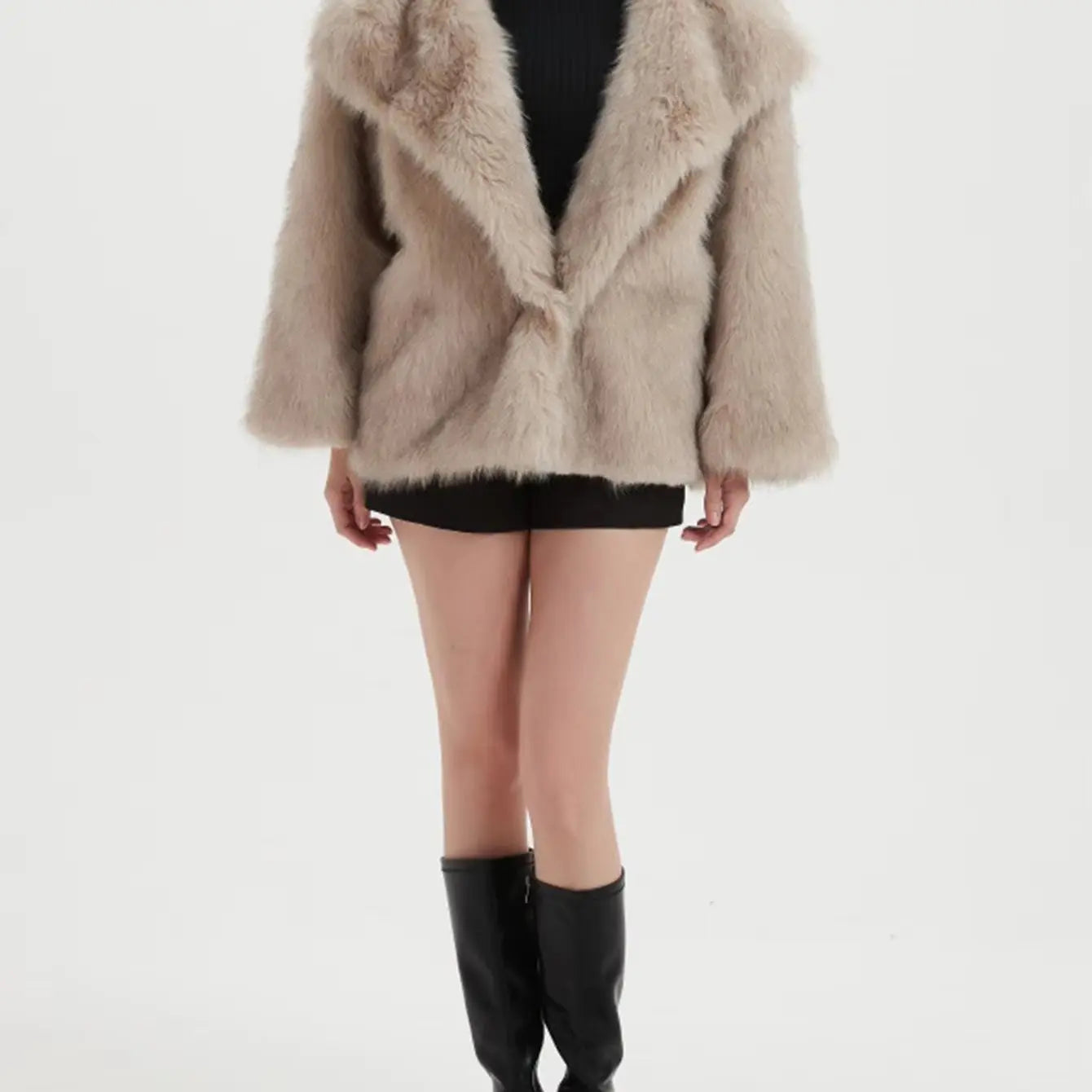 Elegant Sophisticated  Formal Wear V-neck Winter Coat Trendy Attic Store01