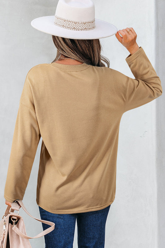 88 Drawstring Hem Long Sleeve Top
