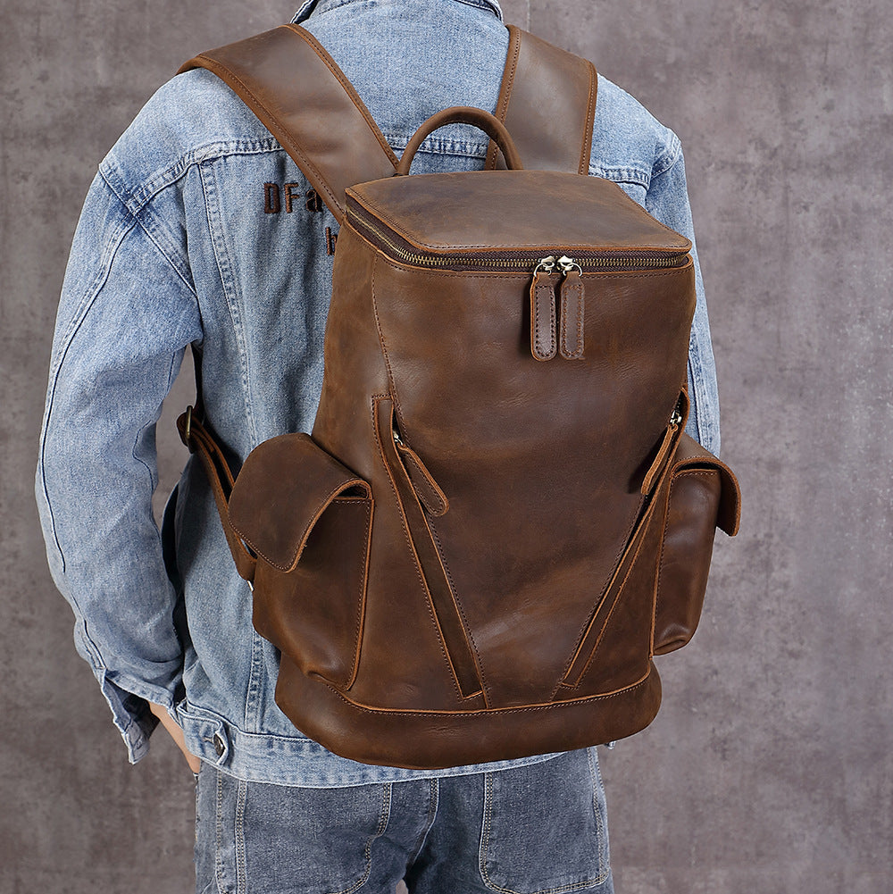 Men's Large Capacity Leather Travel Backpack Sell My Stuff