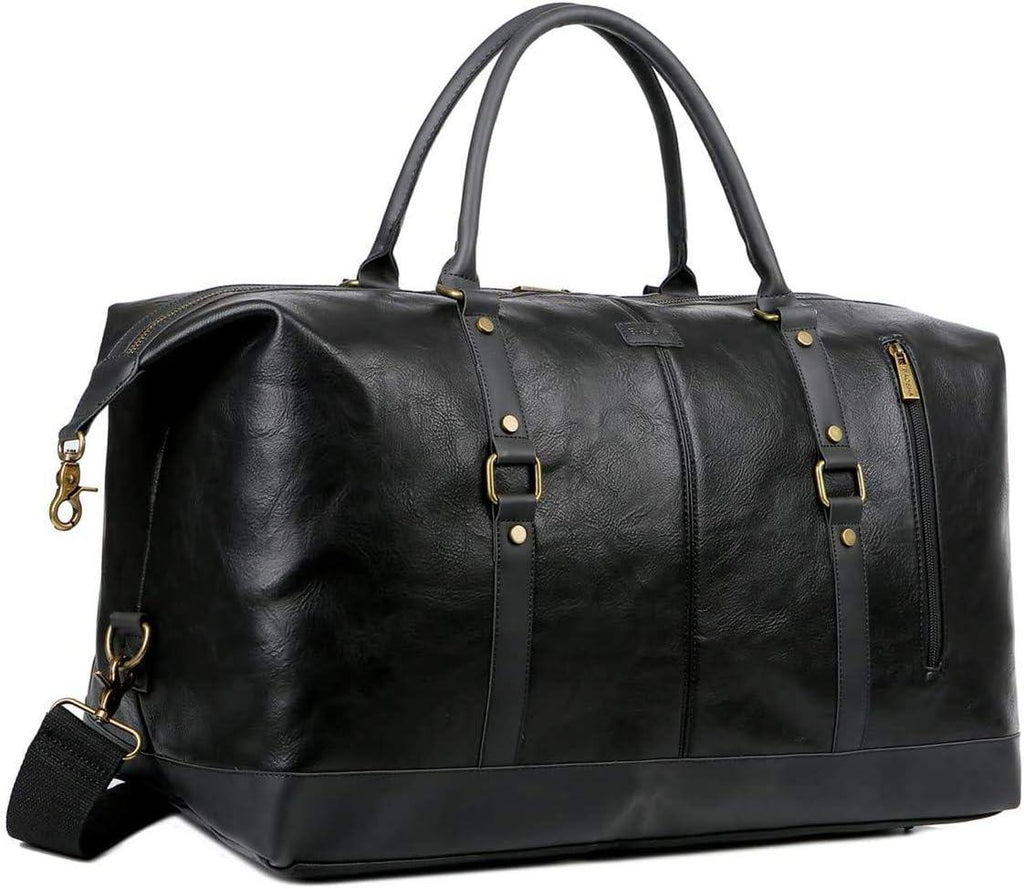 Leather Travel Duffel Bag – Vintage Vegan Carry-On Weekender FR Fashion Co.