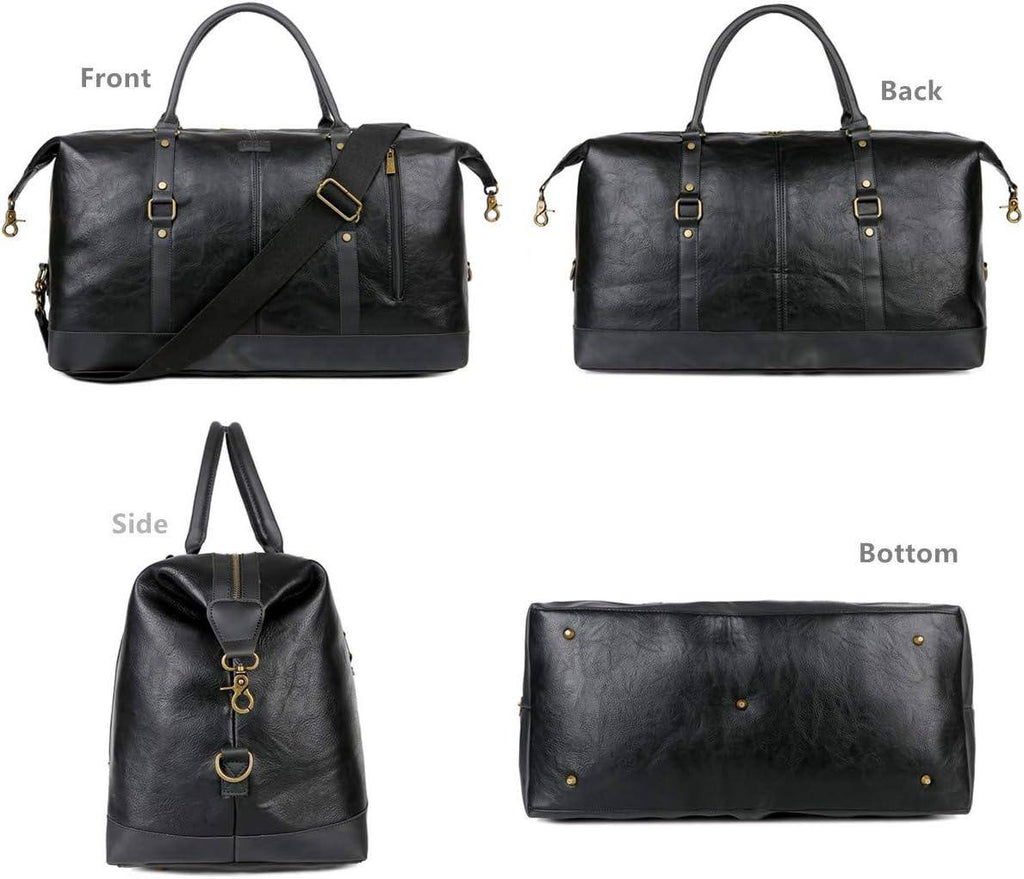 Leather Travel Duffel Bag – Vintage Vegan Carry-On Weekender FR Fashion Co.