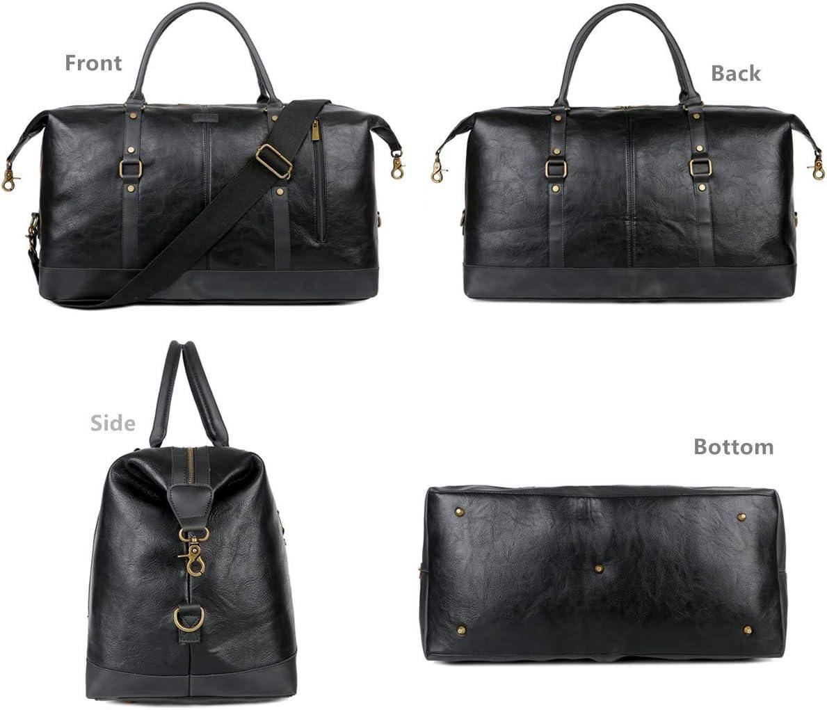 Leather Travel Duffel Bag – Vintage Vegan Carry-On Weekender FR Fashion Co.