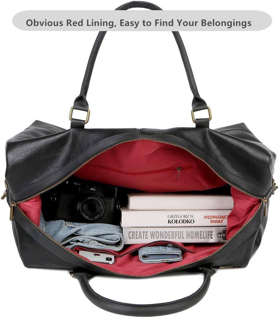 Leather Travel Duffel Bag – Vintage Vegan Carry-On Weekender FR Fashion Co.