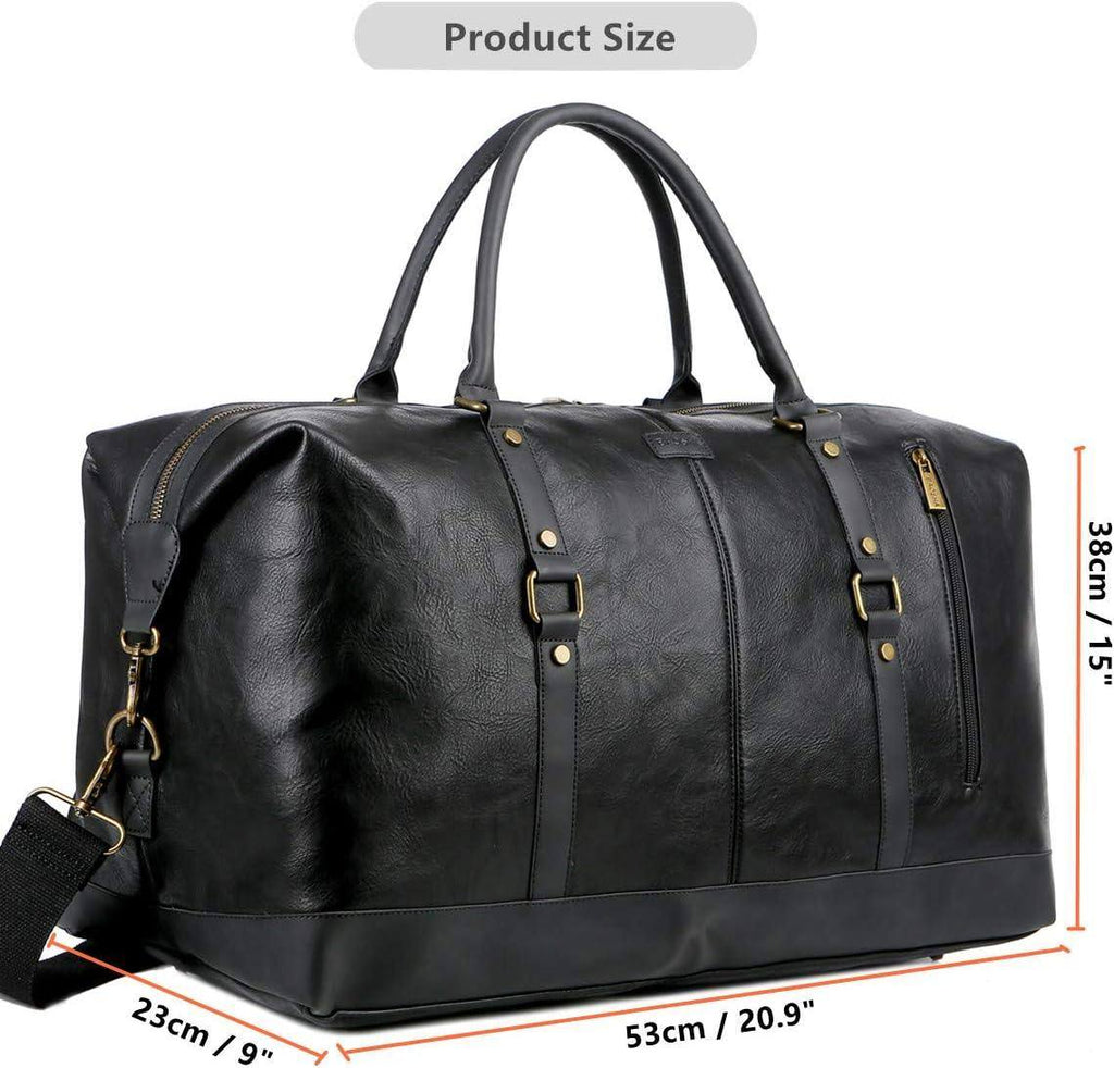 Leather Travel Duffel Bag – Vintage Vegan Carry-On Weekender FR Fashion Co.