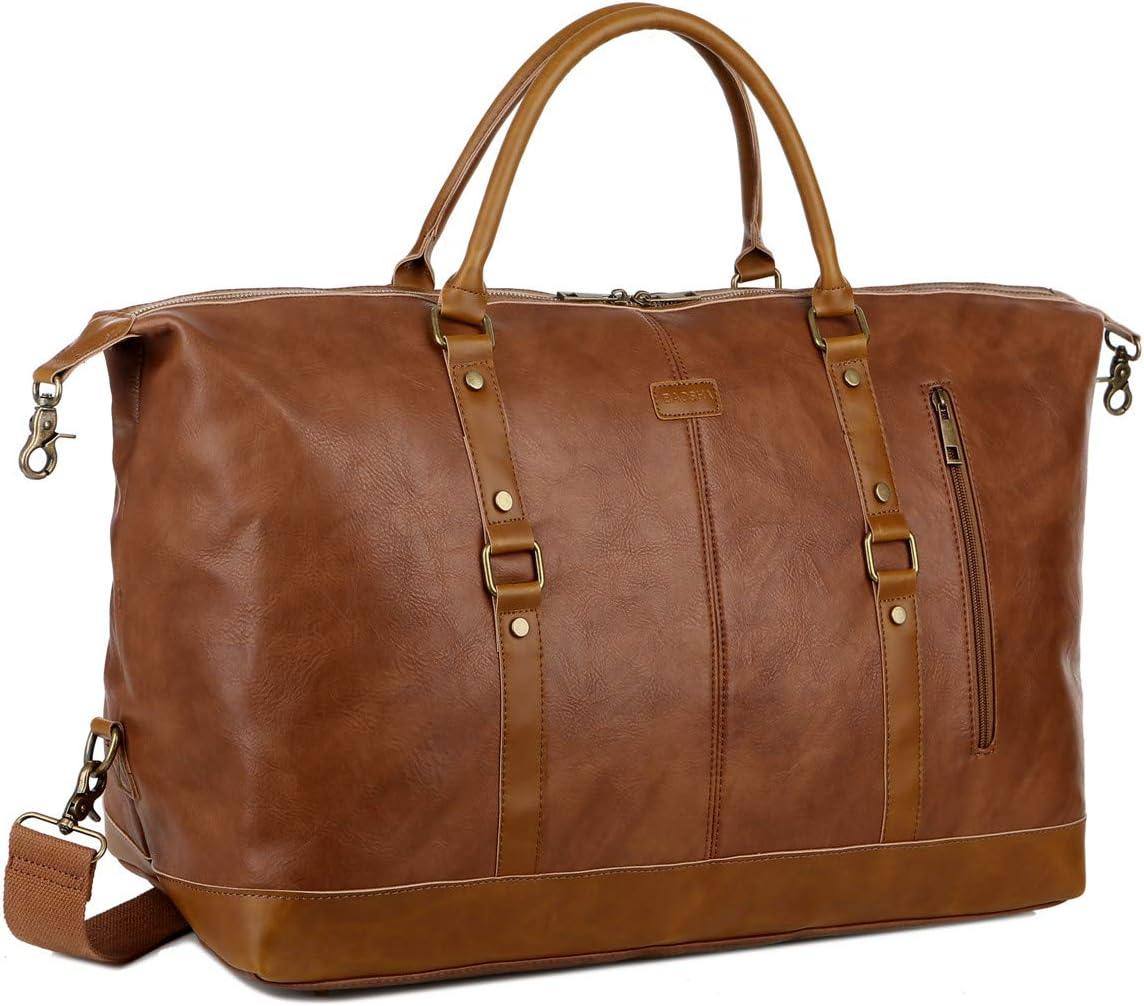 Leather Travel Duffel Bag – Vintage Vegan Carry-On Weekender FR Fashion Co.
