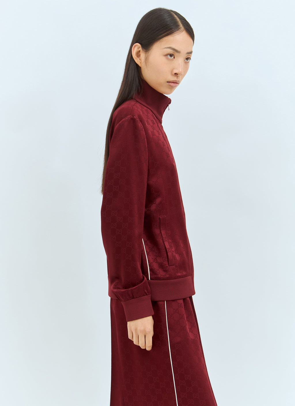 Gucci Women Gg Jacquard Zip-Up Jacket