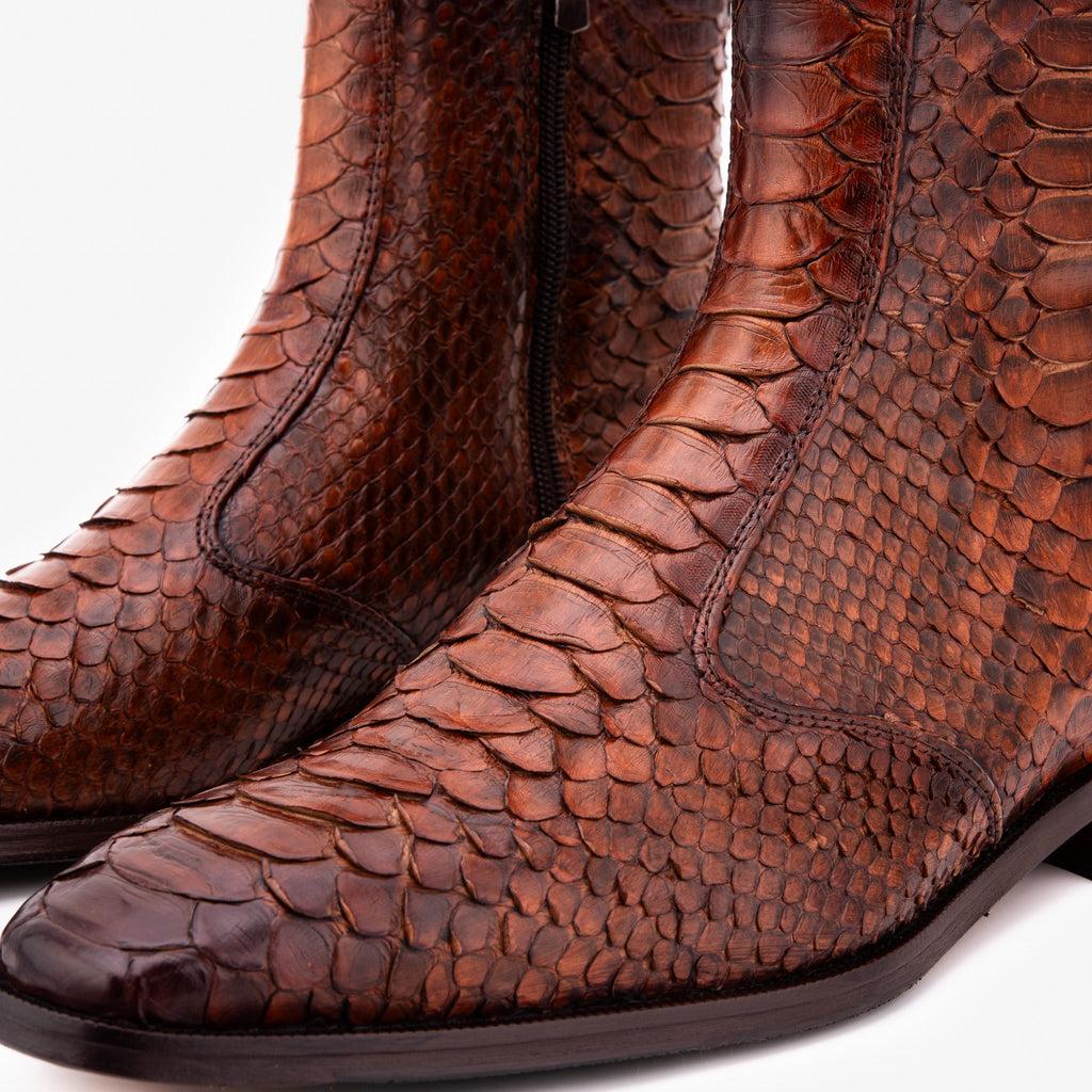 The Boss Tan Pythn Snk Zip-Up Leather Men Boot Limited Edition