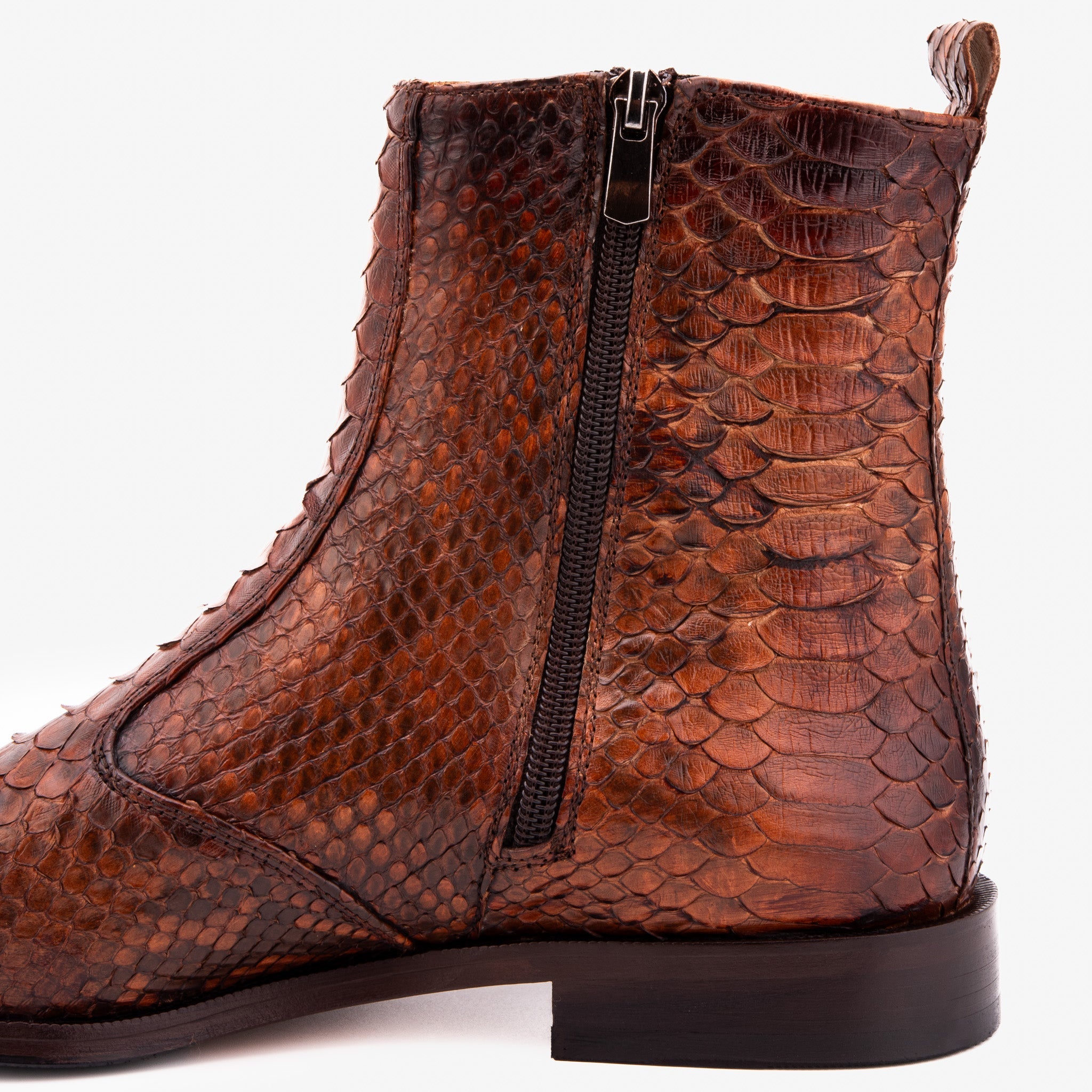The Boss Tan Pythn Snk Zip-Up Leather Men Boot Limited Edition