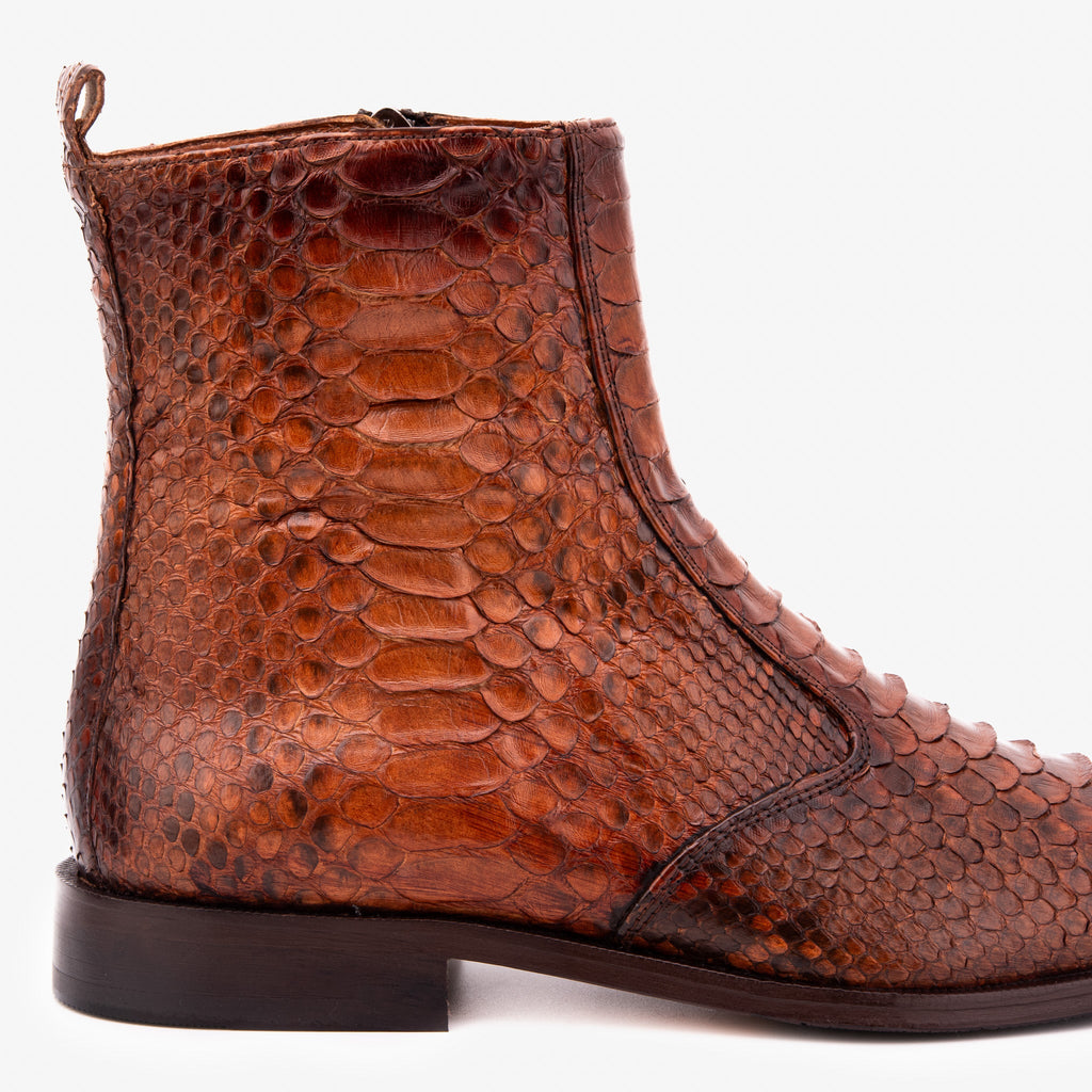 The Boss Tan Pythn Snk Zip-Up Leather Men Boot Limited Edition